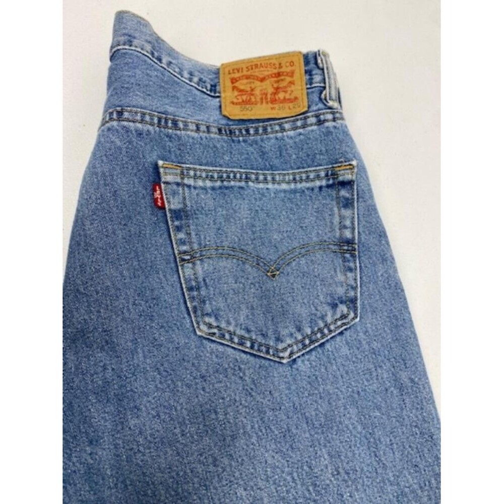 Levis 550 Mens Jeans 36x29 Relaxed Fit Tapered Leg Light Wash Blue Denim(379-3)